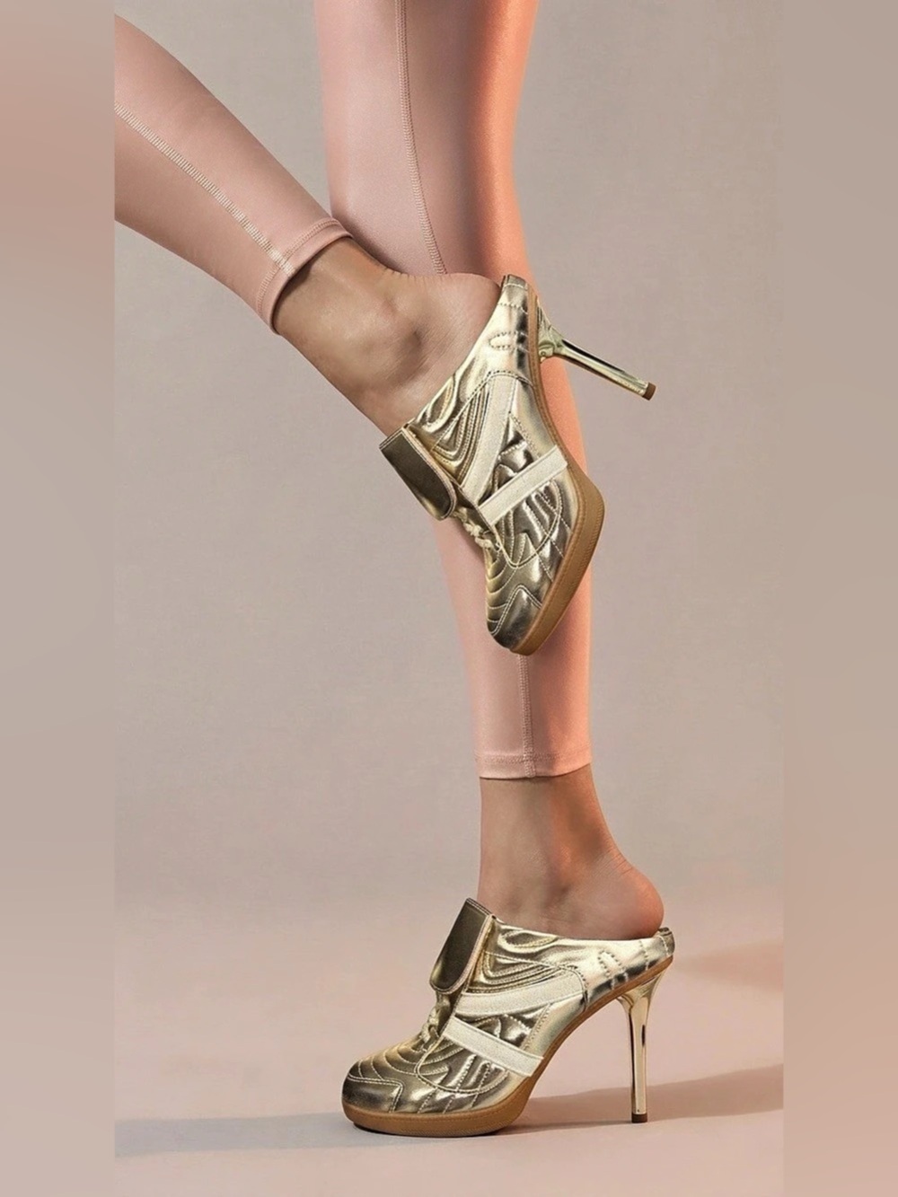Steve Madden Memento Strappy Sneaker Mules Gold US 6.5 NWOT